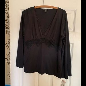 NWT Jones New York Black Top With Lace